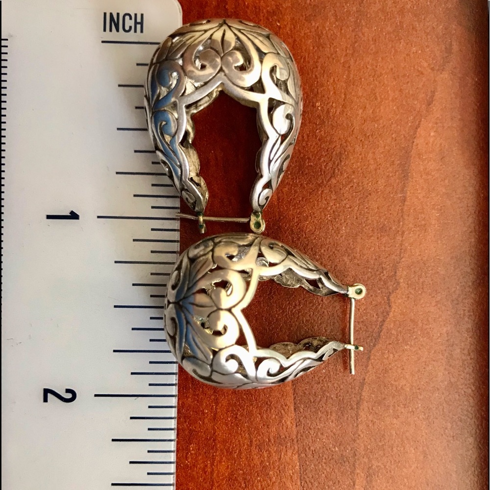 Vintage Silver Filigree Hoop Earrings